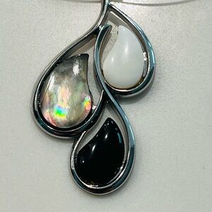 Lia Sophia Silver Toned and Black Accent Modern Necklace